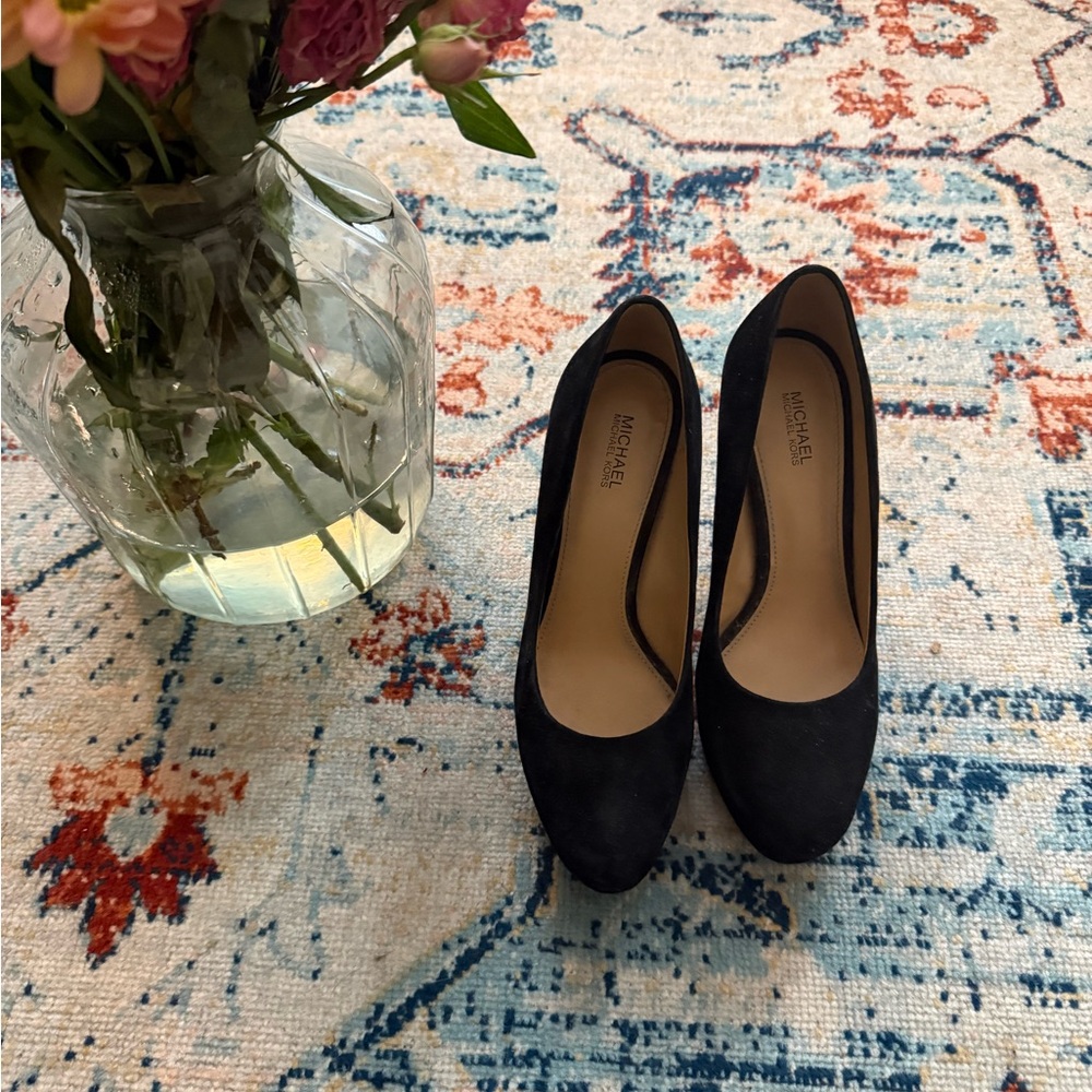 Michael Kors Black Suede Round-Toe Pumps